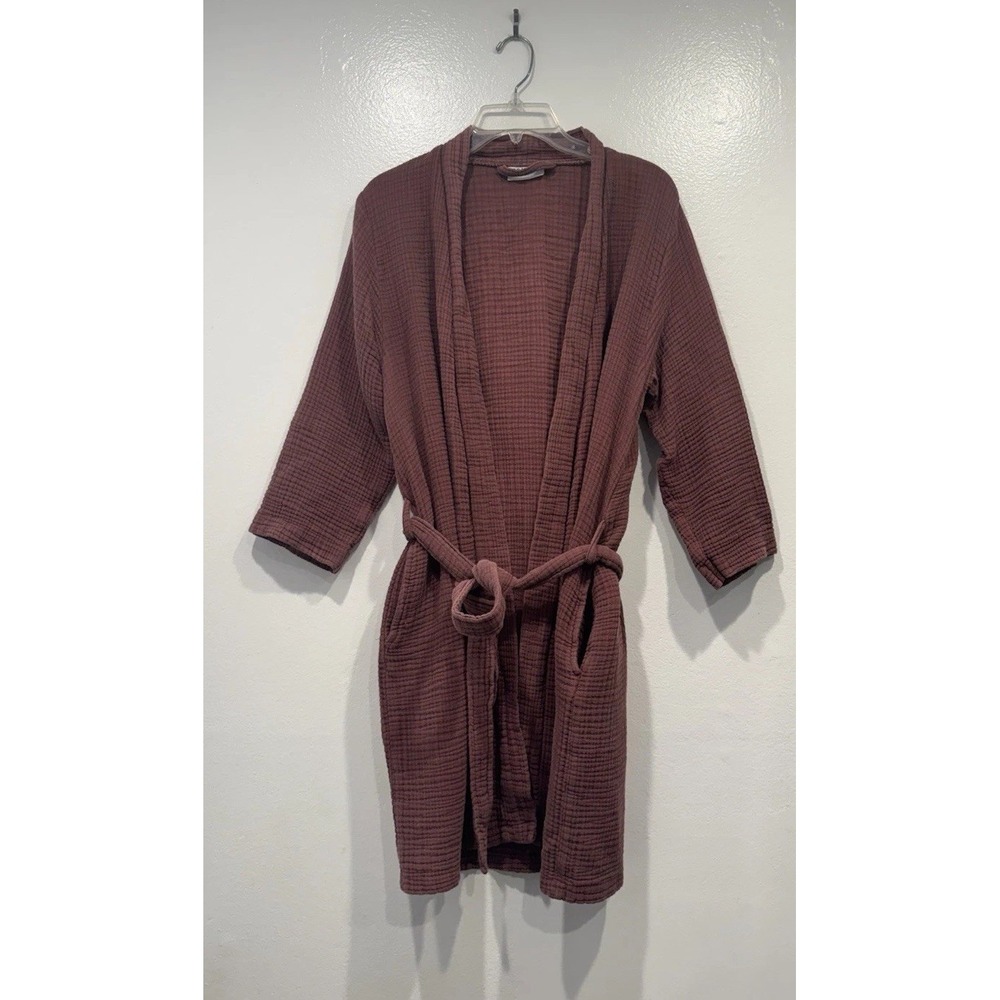 Parachute Robe Purple 100% Cotton Gauze Belted Size Small Lounge Faded